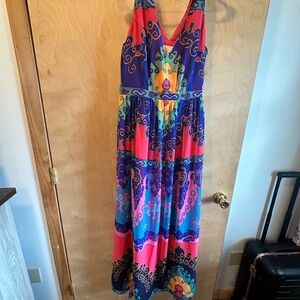 Women’s ModCloth Multicolor Print Maxi Dress Size Large